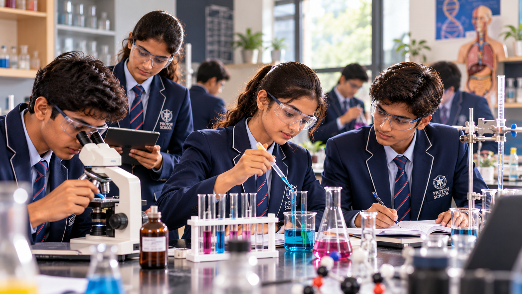 Senior students working in a science laboratory